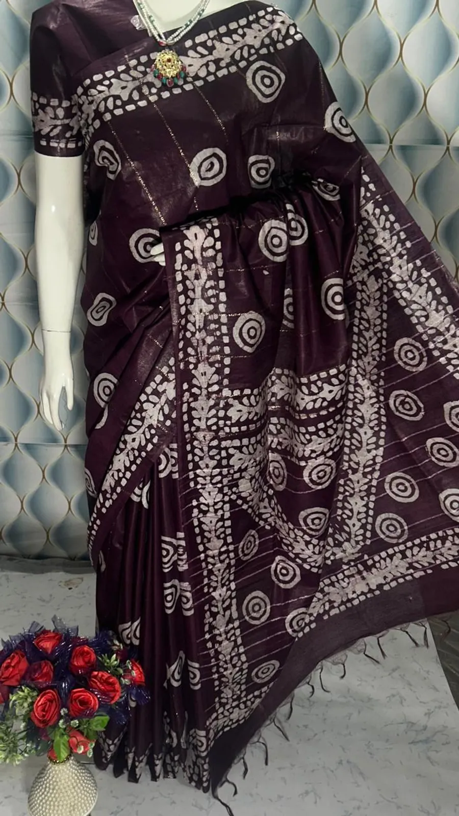 Elegant Katan Silk Batik Print Saree – Handcrafted Heritage with a Modern Touch